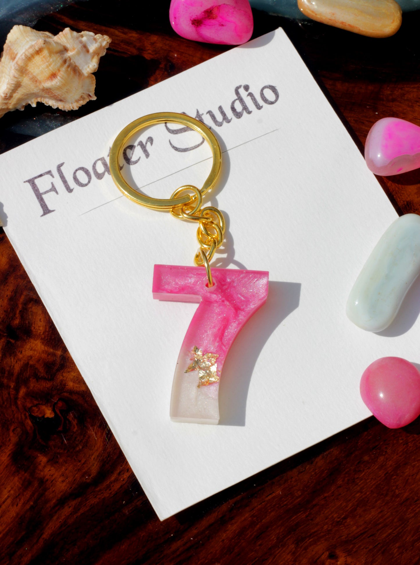 Number Keychan, Resin Numerical Keychain, Pink Number Keychain, Best for gift, 0 to 9 Number Available