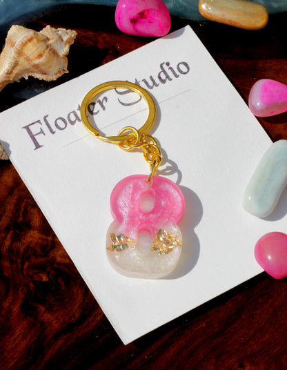 Number Keychan, Resin Numerical Keychain, Pink Number Keychain, Best for gift, 0 to 9 Number Available