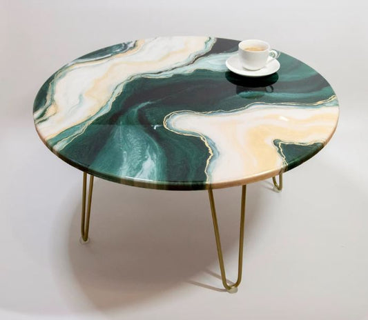 Resin Coffee Table, Round and Agate Shape Resin Table, Available in Different Sizes