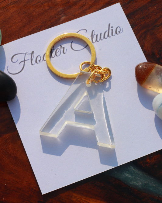 Alphabet keychain, Letter Keychain, Resin Letter Keychain, Transparent Keychain, A to Z Letter Keychain,