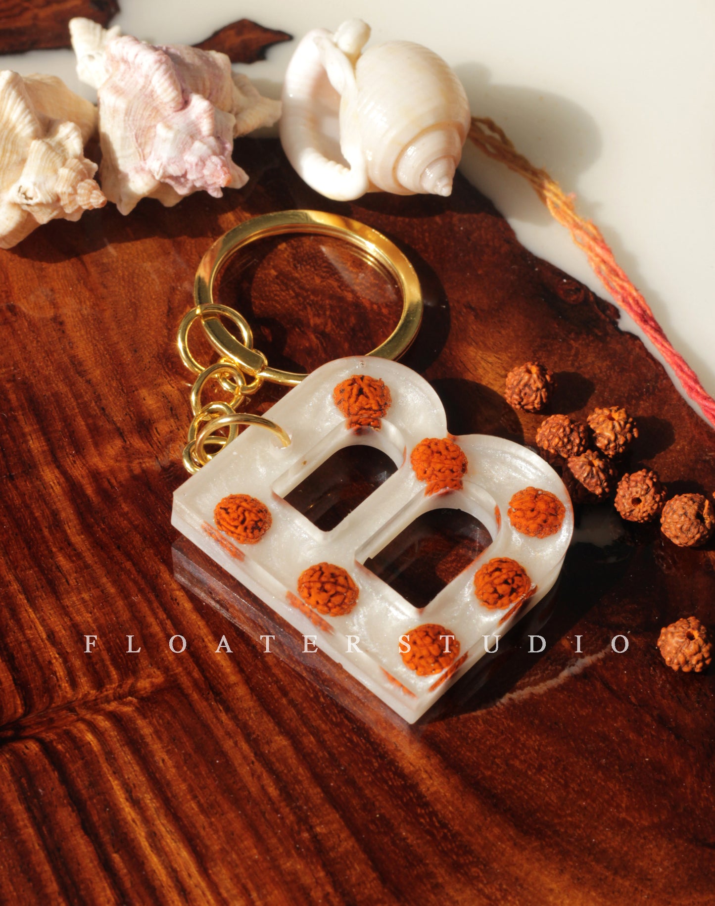 Rudraksha Letter Keychain, Resin Alphabetical Kaychain, Shiva Keychain, Resin Rudraksha Keychain, Best Idea for Gift, A to Z Letter Keychain