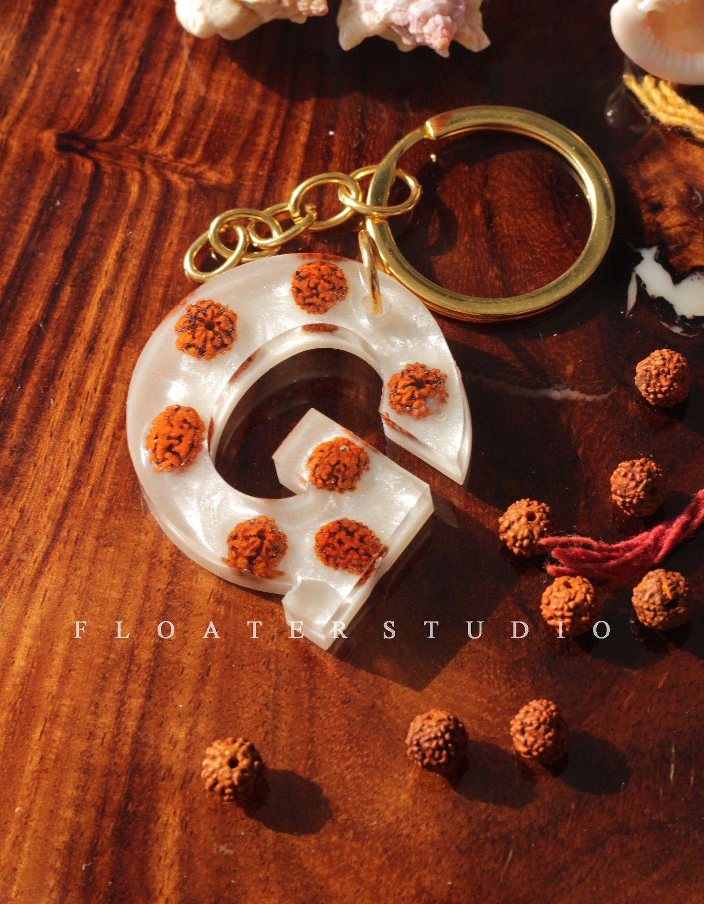 Rudraksha Letter Keychain, Resin Alphabetical Kaychain, Shiva Keychain, Resin Rudraksha Keychain, Best Idea for Gift, A to Z Letter Keychain