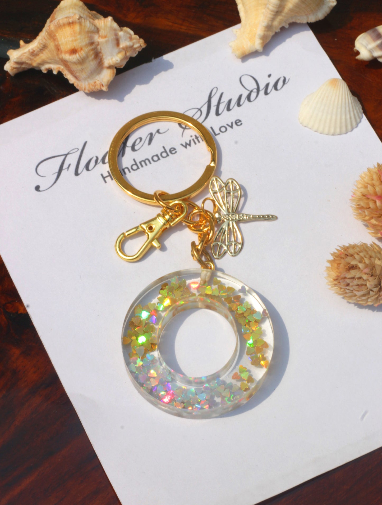 Gold Silver Resin Key Chain