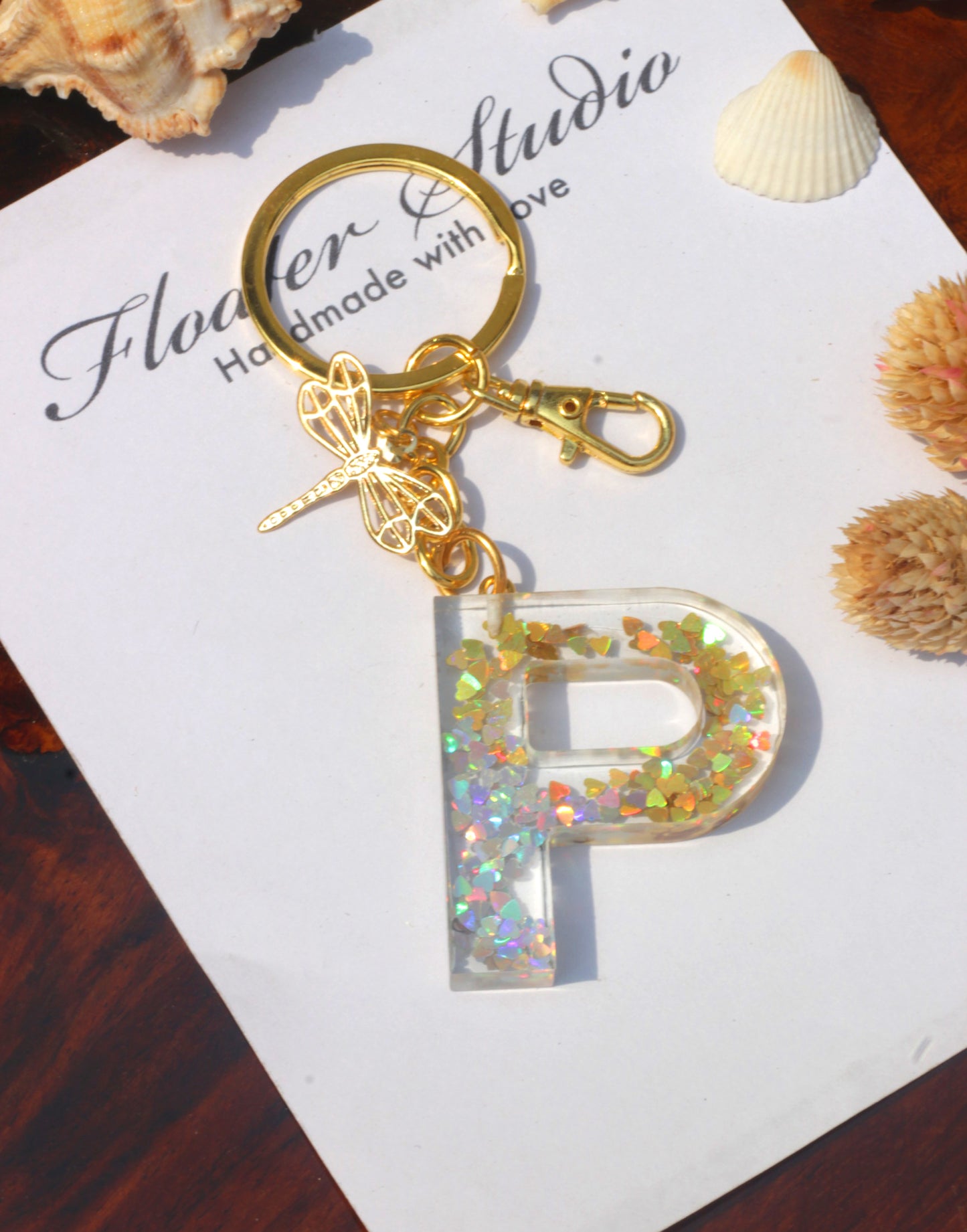 Gold Silver Resin Key Chain