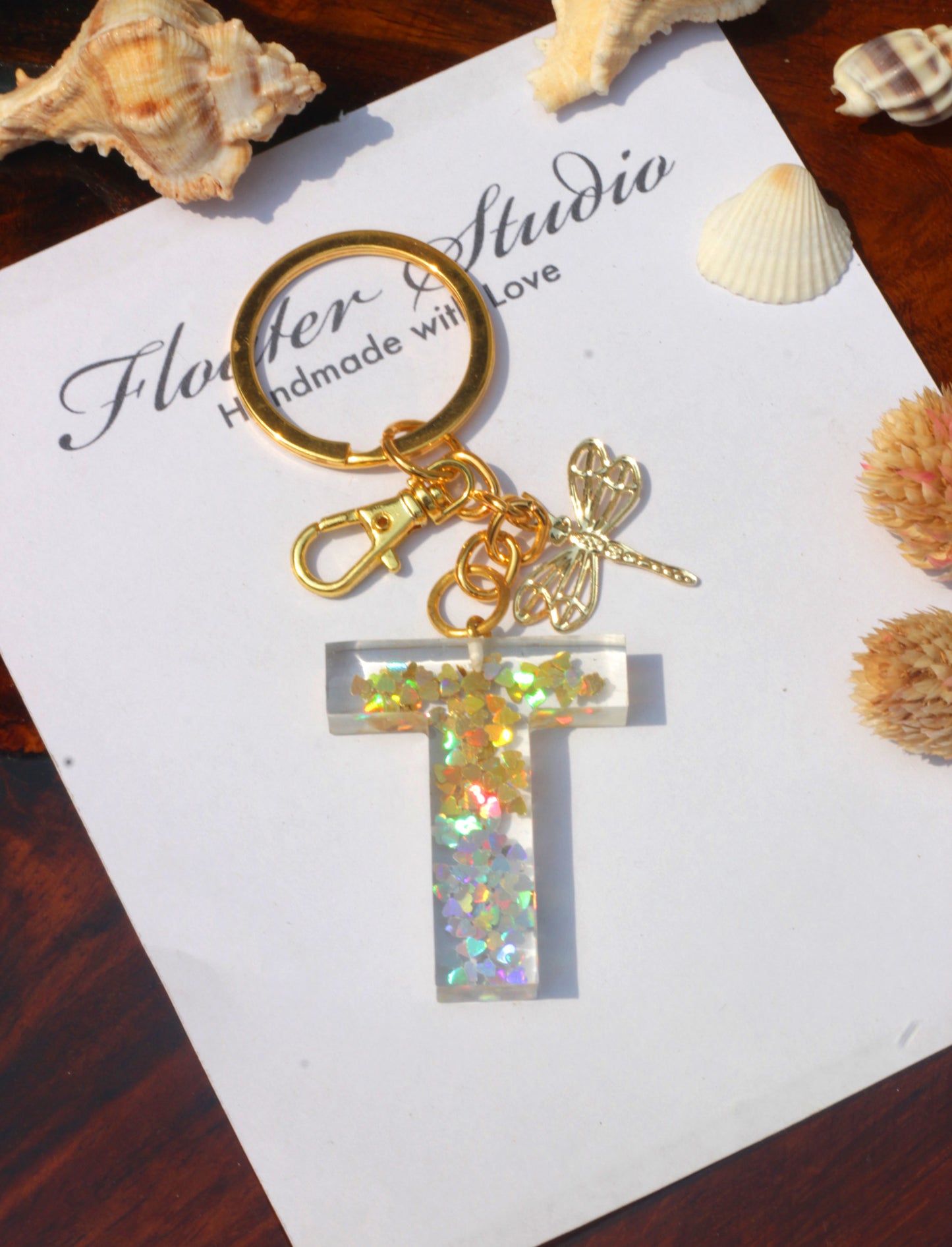 Gold Silver Resin Key Chain