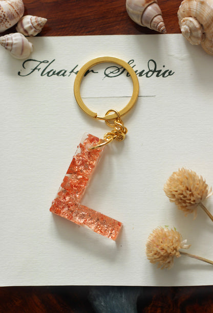 Resin Letter keychain, Resin Alphabet keychain, Resin golden, silver, or Copper Leaf Keychain, resin keychain, best gift ideas