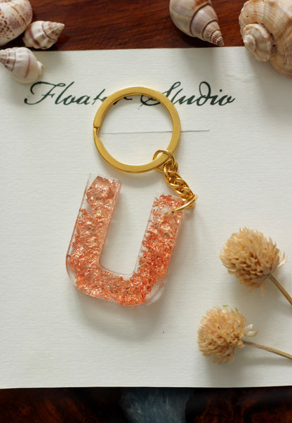 Resin Letter keychain, Resin Alphabet keychain, Resin golden, silver, or Copper Leaf Keychain, resin keychain, best gift ideas