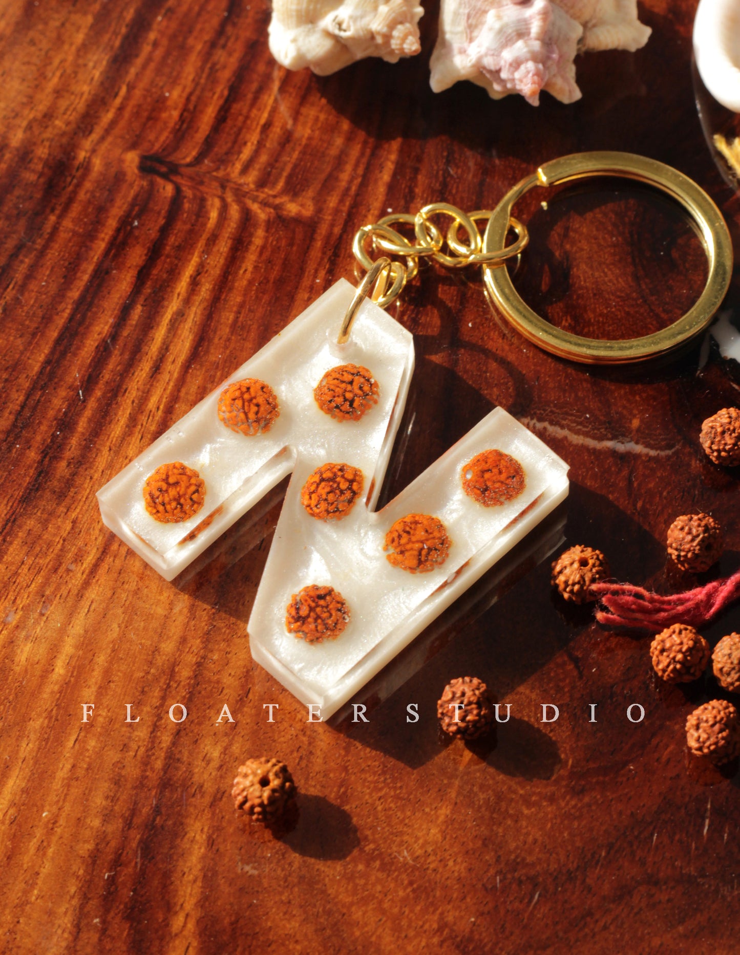 Rudraksha Letter Keychain, Resin Alphabetical Kaychain, Shiva Keychain, Resin Rudraksha Keychain, Best Idea for Gift, A to Z Letter Keychain