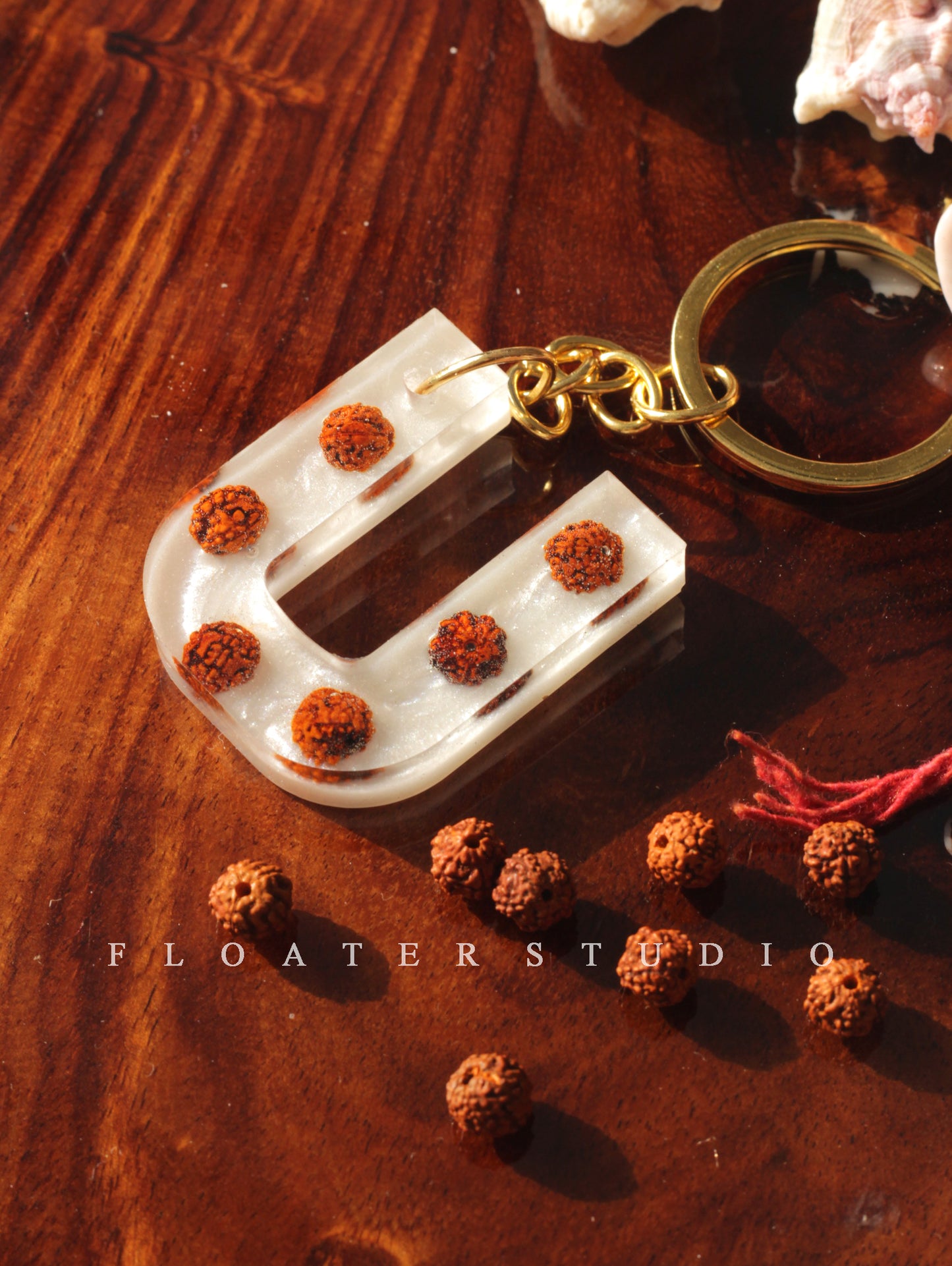 Rudraksha Letter Keychain, Resin Alphabetical Kaychain, Shiva Keychain, Resin Rudraksha Keychain, Best Idea for Gift, A to Z Letter Keychain