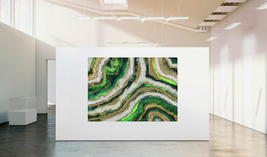 Resin Geode Panel, Green Golden Resin wall Geode Panel, Wall Decor, Customization Available