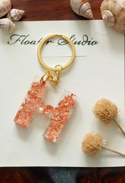 Resin Letter keychain, Resin Alphabet keychain, Resin golden, silver, or Copper Leaf Keychain, resin keychain, best gift ideas